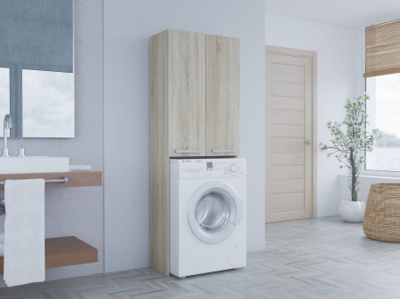 Szafka nad pralkę, szafka łazienkowa, pola DD, 64x30x183 cm, dąb sonoma