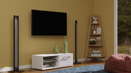Stolik pod telewizor, szafka rtv, sandy, 100x40x36 cm, biel, połysk