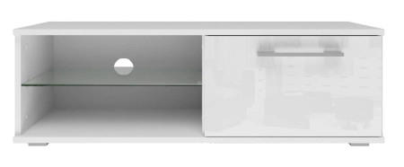 Stolik pod telewizor, szafka rtv, sandy, 100x40x36 cm, biel, połysk