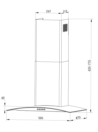 Okap kuchenny, kominowy, 60 cm, berdsen, BT-202, kolor srebrny