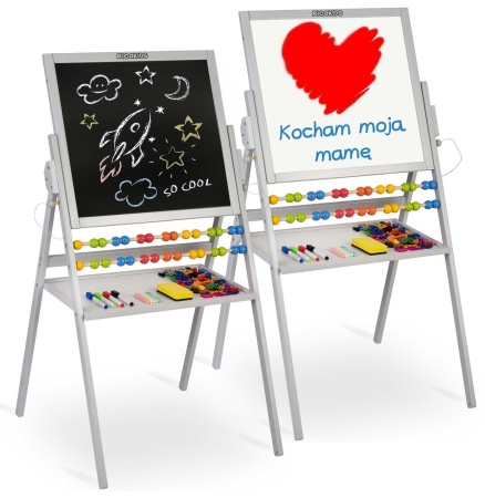 Duża tablica magnetyczna, kredowa, obrotowa, kolor szary, 101 cm