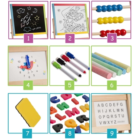 Tablica magnetyczna, kredowa, obrotowa,  zegarek, liczydło, 104 cm
