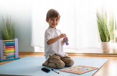 Składana tablica magnetyczna, kredowa, liczydło, ricokids, 62 cm