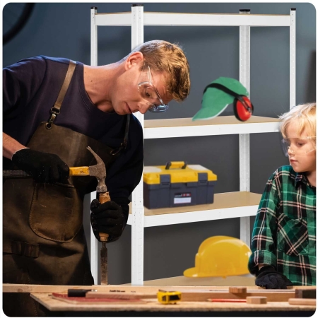 Regał metalowy, magazynowy, Humberg 4844, 90x30x180 cm, biały