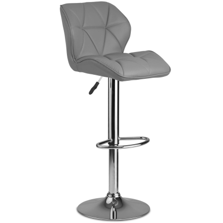 Hoker barowy z oparciem, ekoskóra, castel, szary