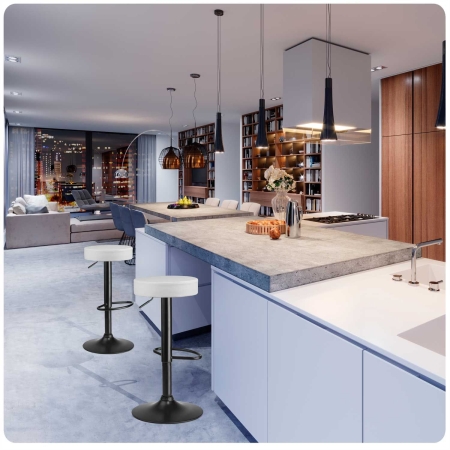 Hoker barowy, krzesło, imago, ekoskóra, biały, czarny