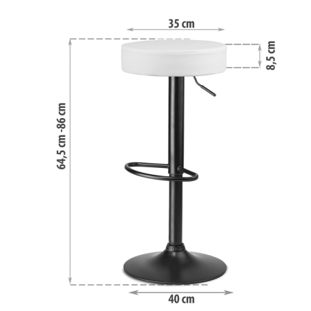 Hoker barowy, krzesło, imago, ekoskóra, biały, czarny