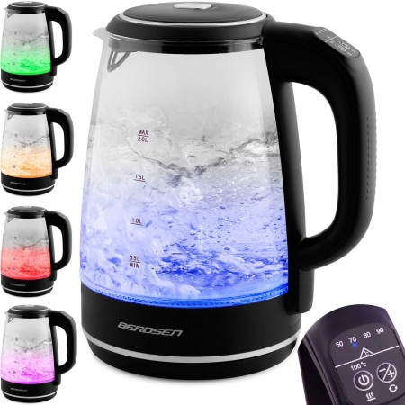 Czajnik elektryczny, szklany, 2L, BD-702, kolor czarny
