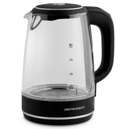 Czajnik elektryczny, szklany, 2L, BD-702, kolor czarny
