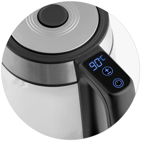 Czajnik elektryczny szklany, 1,7L, Berdsen, czarny, srebrny