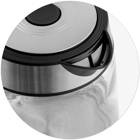 Czajnik elektryczny szklany, 1,7L, Berdsen, czarny, srebrny