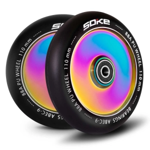 Kółka do hulajnogi wyczynowej, pełne, 2 szt, Soke, 110 mm, rainbow