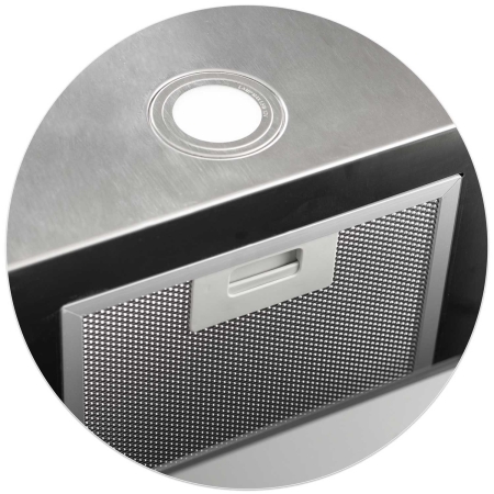 Okap kuchenny, wyspowy, szklany, wiszący, 60 cm, BT-222, czarny