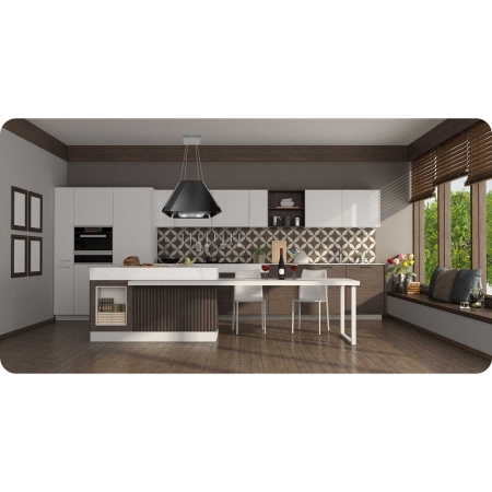 Okap kuchenny, wyspowy, szklany, wiszący, 60 cm, BT-222, czarny