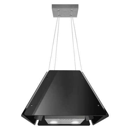 Okap kuchenny, wyspowy, szklany, wiszący, 60 cm, BT-222, czarny