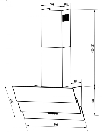 Okap kuchenny, kominowy, 60 cm, Berdsen, BT-212, czarny