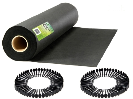 Agrowłóknina ogrodowa, 1,6x50 m, 100 szpilek, czarna