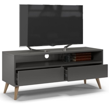 Szafka rtv, stolik pod telewizor, SKAND, 120x40x50 cm, grafit, mat