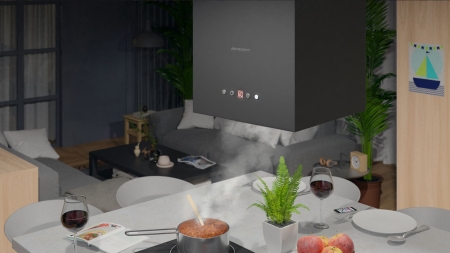 Okap kuchenny, wyspowy, 40 cm, berdsen, 40E + 2 filtry, czarny