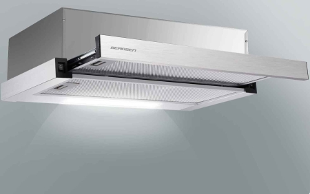 Okap kuchenny, podszafkowy, teleskopowy, berdsen, 60 cm, BT-229, inox, srebrny