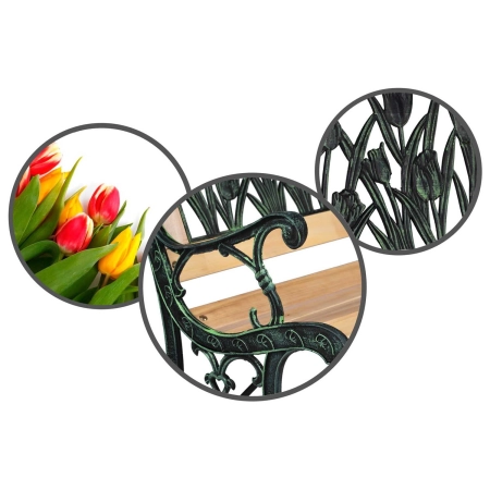 Ławka parkowa z oparciem, Gardi Tulip, sofotel, 124x48x74 cm