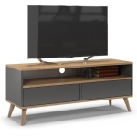 Szafka rtv, stolik pod telewizor, SKAND, 120x40x50 cm, grafit, dąb, mat