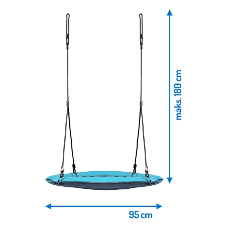Huśtawka bocianie gniazdo, Swingo XXL, turkusowa, 95 cm