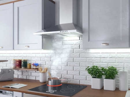 Okap kuchenny, kominowy, 60 cm, berdsen, BT-214, srebrny, inox