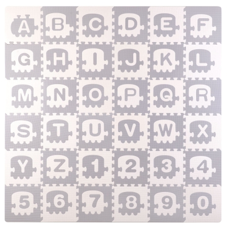 Gruba mata piankowa dla dziecka, 36 elementów, 30 x 30 cm, literki