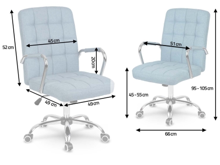 Fotel biurowy, materiałowy, krzesło, benton, niebieski