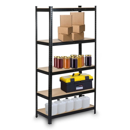 Regał metalowy, magazynowy, Humberg HR-813, 90x40x180 cm, czarny