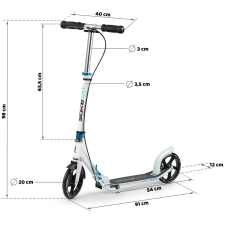 Hulajnoga dwukołowa, Soke City, biało-niebieska