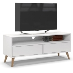 Szafka rtv, stolik pod telewizor, SKAND, 120x40x50 cm, biel, mat