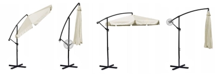 Parasol ogrodowy, składany, 6 segmentów, 250x350 cm, beżowy
