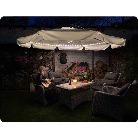Parasol ogrodowy, składany, 6 segmentów, 250x350 cm, beżowy