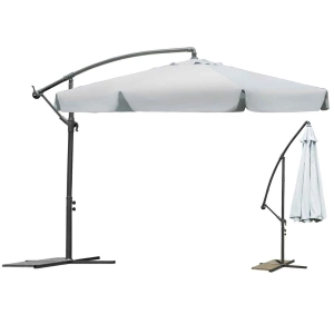 Parasol ogrodowy, składany, 6 segmentów, 250x350 cm, szary