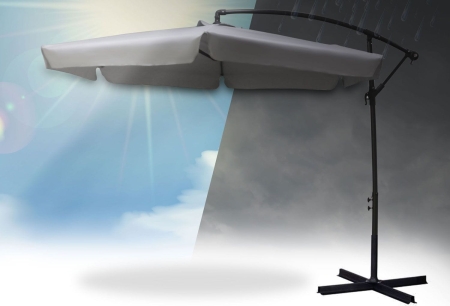 Parasol ogrodowy, składany, 6 segmentów, 250x350 cm, szary