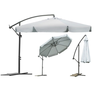 Parasol ogrodowy, składany, 8 segmentów, 250x350 cm, szary