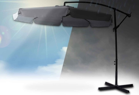 Parasol ogrodowy, składany, 8 segmentów, 250x350 cm, szary