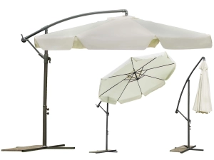Parasol ogrodowy, składany, 8 segmentów, 250x350 cm, beżowy