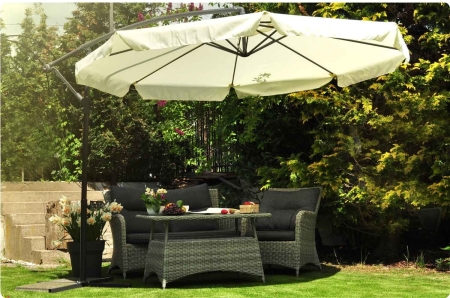 Parasol ogrodowy, składany, 8 segmentów, 250x350 cm, beżowy