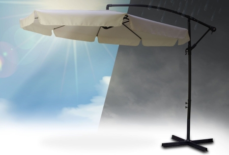 Parasol ogrodowy, składany, 8 segmentów, 250x350 cm, beżowy