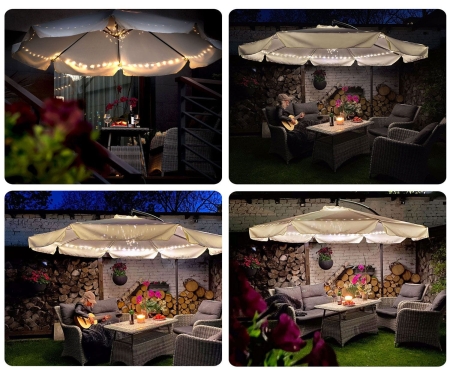 Parasol ogrodowy, składany, 8 segmentów, 250x350 cm, zielony