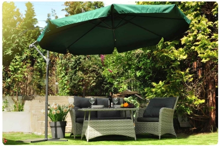 Parasol ogrodowy, składany, 8 segmentów, 250x350 cm, zielony