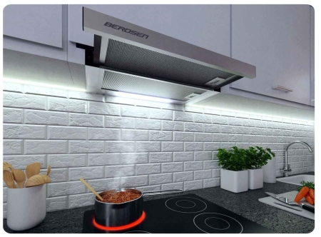 Okap kuchenny, podszafkowy, teleskopowy, 50 cm, inox, BT-233, srebrny