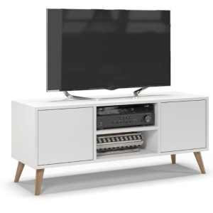 Szafka rtv, skandynawski styl, SKAND, 120x40x50 cm, biały, mat