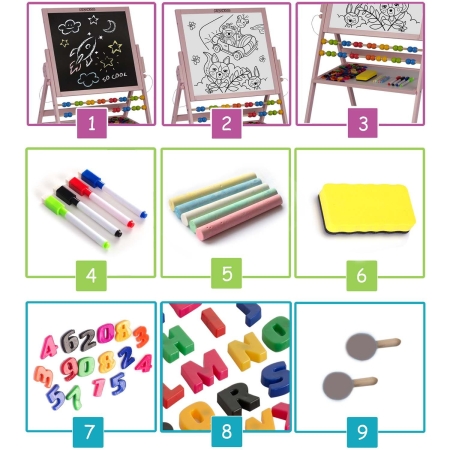 Duża tablica magnetyczna, kredowa, obrotowa, kolor różowy, 101 cm