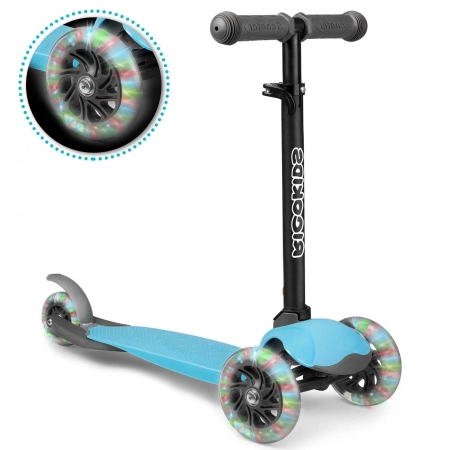 Hulajnoga trójkołowa, dla dzieci, led, luco, niebieska