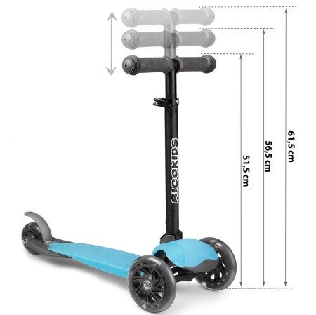 Hulajnoga trójkołowa, dla dzieci, led, luco, niebieska