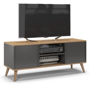 Szafka rtv, skandynawski styl, SKAND, 120x40x50 cm, dąb, grafit, mat